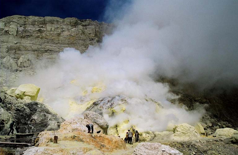 Kawah Ijen volcano inside the crater